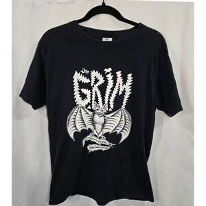 The Grim Band T-Shirt Bat Graphic Yazbek Men's Medium Cotton Blend Hardcore Punk